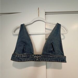 Prada Blue Denim Crop Top